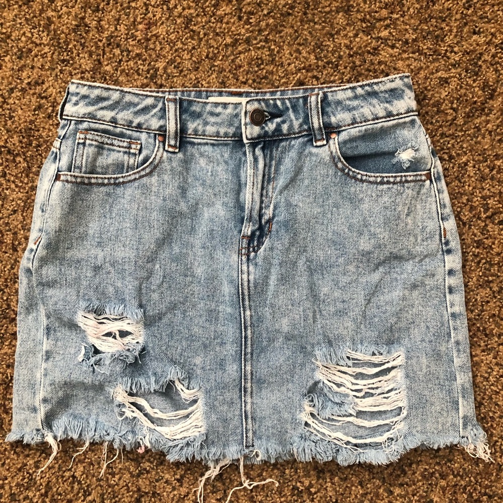 Ripped Jean Skirt